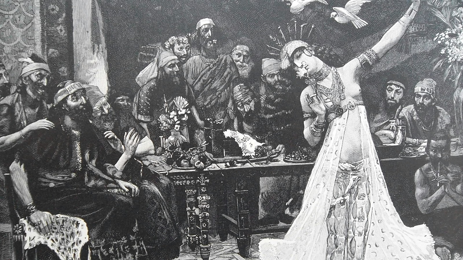 SALOME Daughter of Herodias Dances Before King Herod – 1889 Print 21 x 14.5″