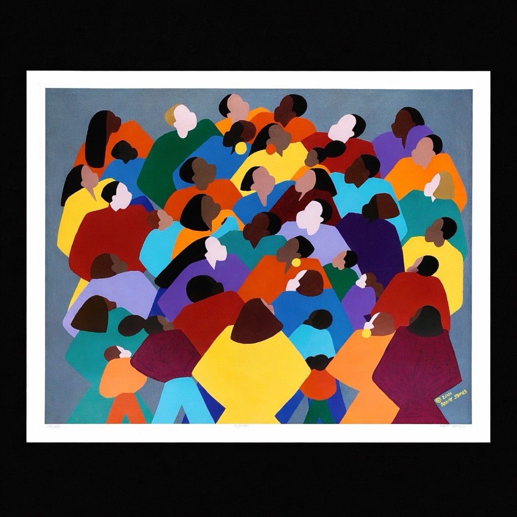 Synthia Saint James UNITY Signed Colorful Fine Art Print Black Artist 22×27”