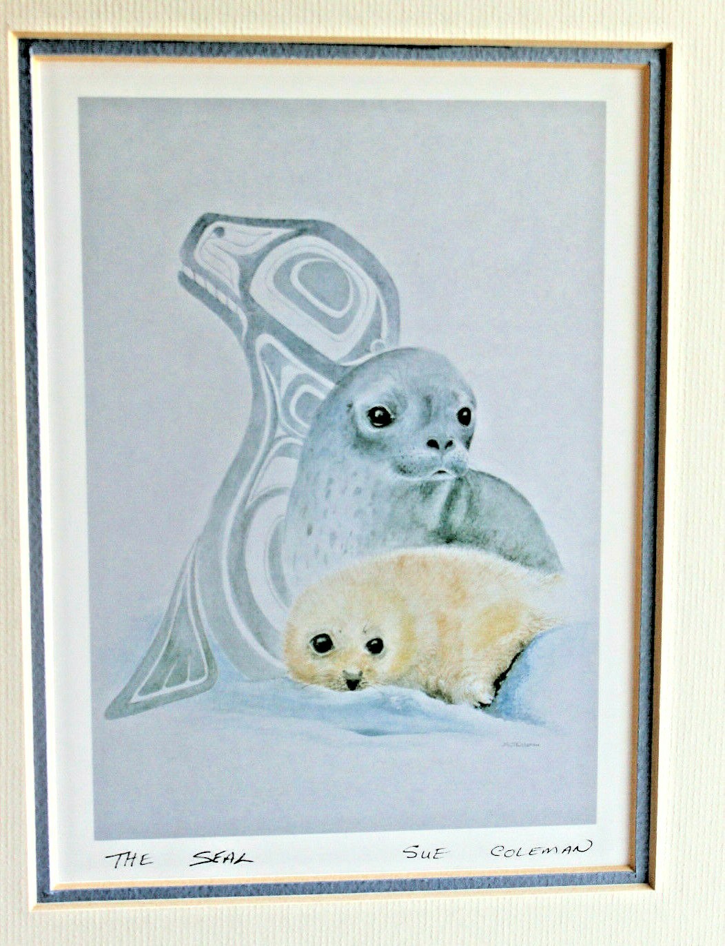 Original Print Artist Sue Coleman Lithograph “The Seal” Tribal Art