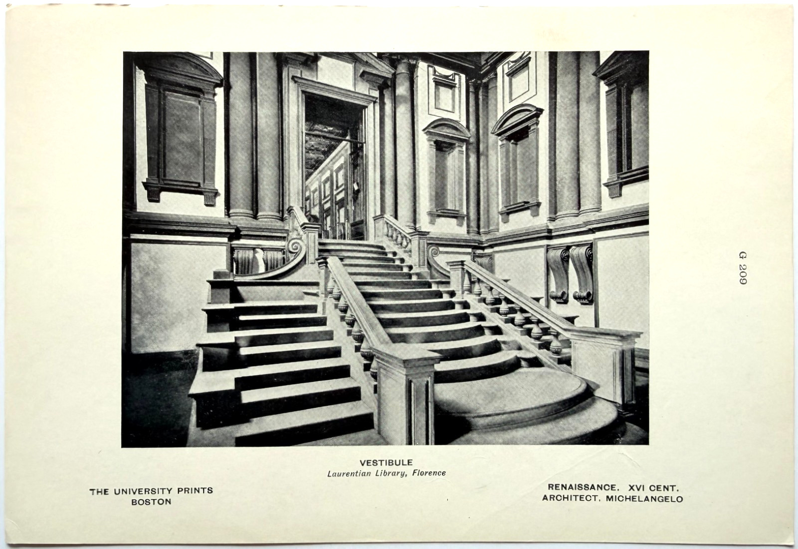 c1920-30s Vestibule Half Tone Print Renaissance Laurentian Library Florence