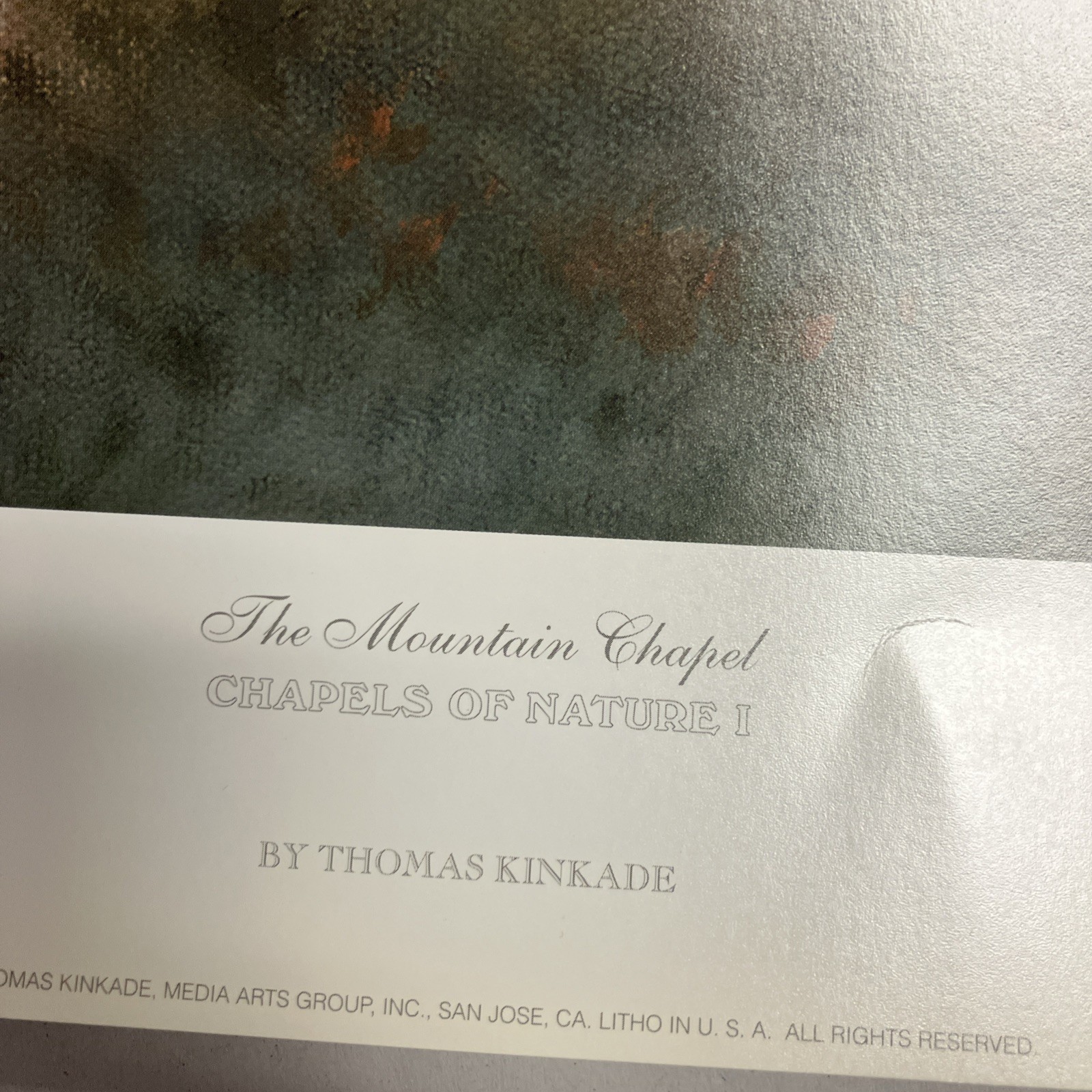 THOMAS KINKADE “THE MOUNTAIN CHAPEL” Lithograph 40″X32″ Excellent, W/COA