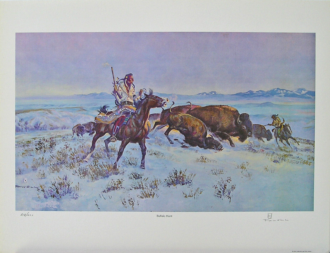 Ace Powell Cowboy artist Western Art 5 Hand Signed in Ink Large Color Prints
