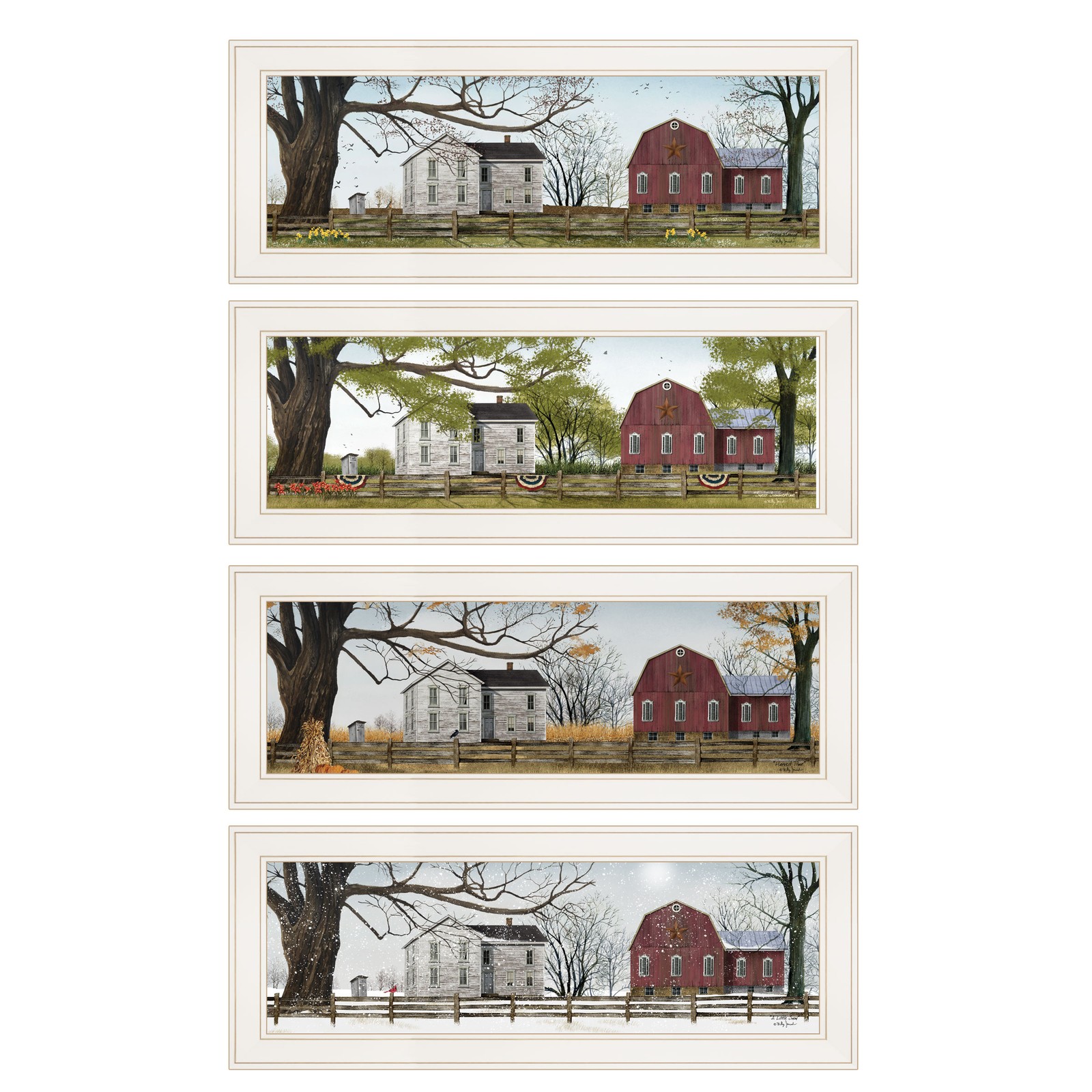 “Four Seasons Collection II” 4-Piece Vignette by Billy Jacobs, White Frame