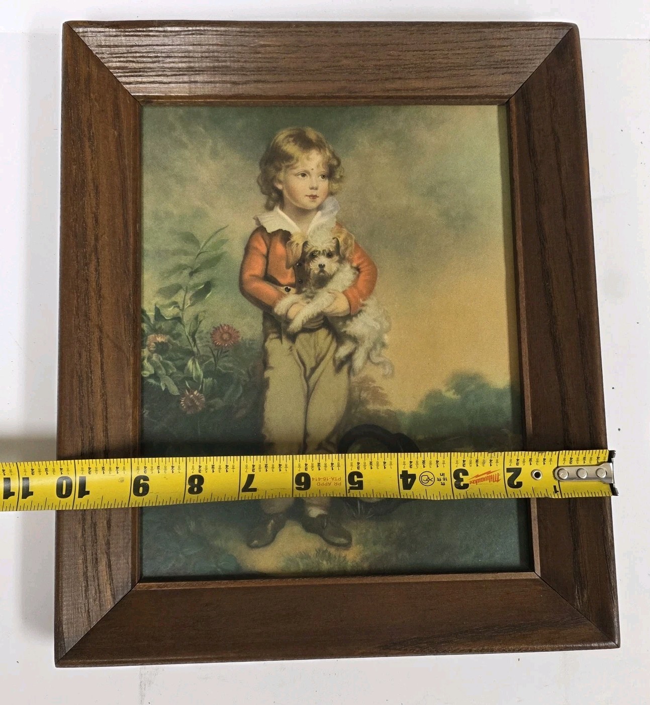 Vintage Jane Freeman Framed Print Pair Boy with Dog Girl with Cat Chums MCM