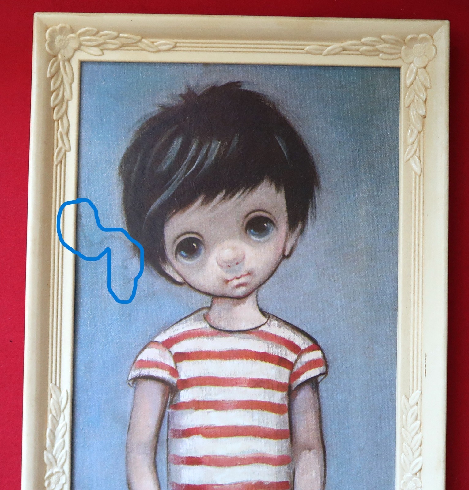 Vintage Ozz Franca Big Eyed Eyes Boy And Girl Framed Prints 21.5×9.5 Inches