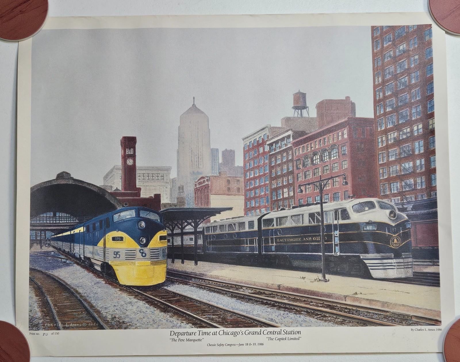 Charles L Amos 1986 “Departure Time at Chicago’s Grand Central Station” 80/150