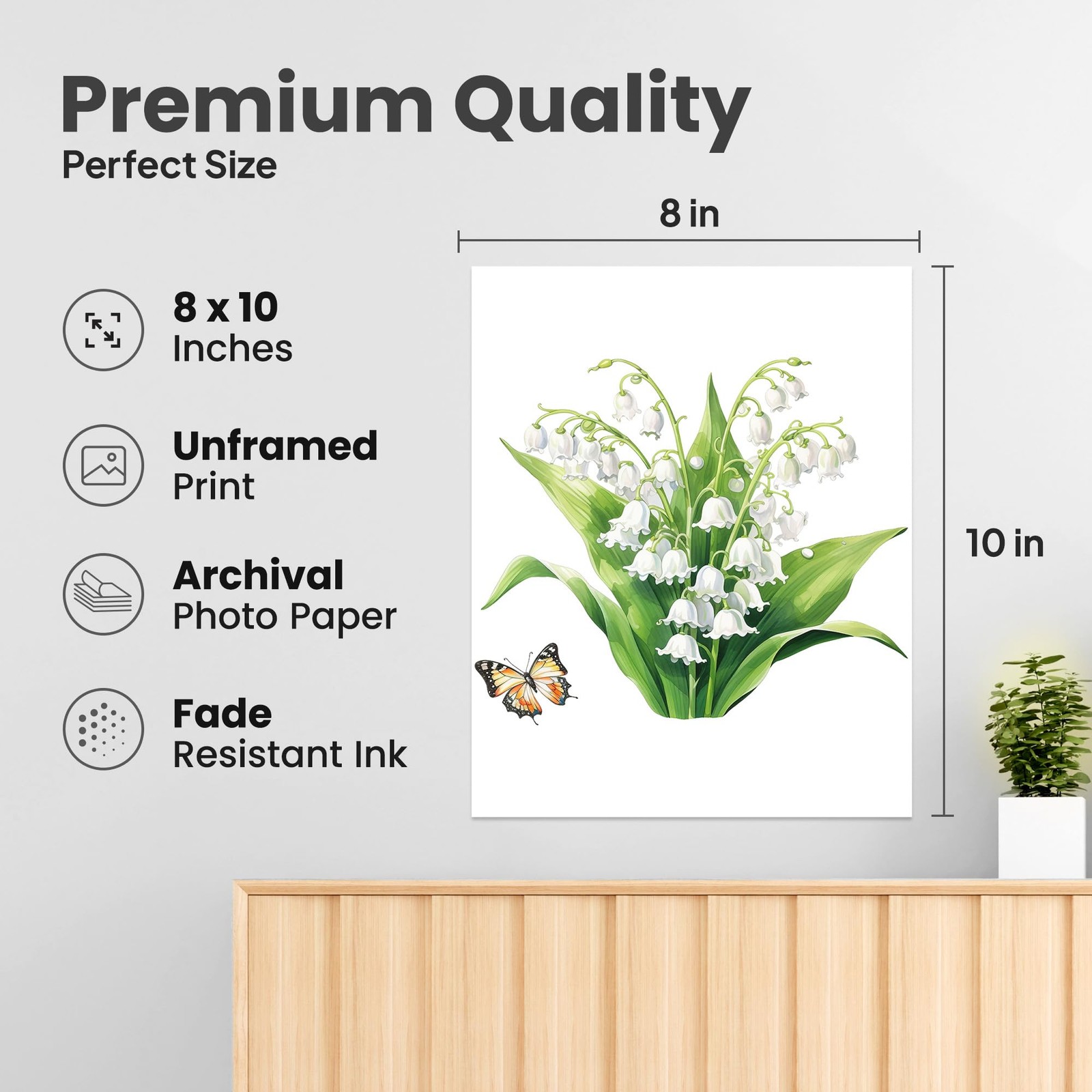 White Lily of the Valley Stem 2022 8×10 Photo Print Botanical Flower Wall Art