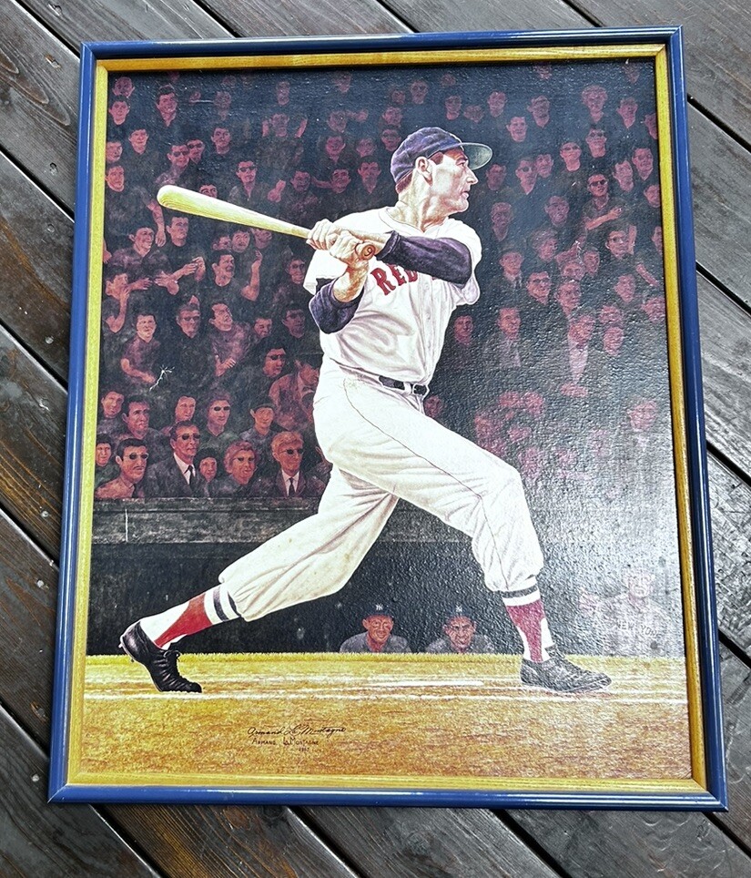 Ted Williams Giclee Armand Lamontagne Signed Framed 26″x32″ Red Sox Print 1985