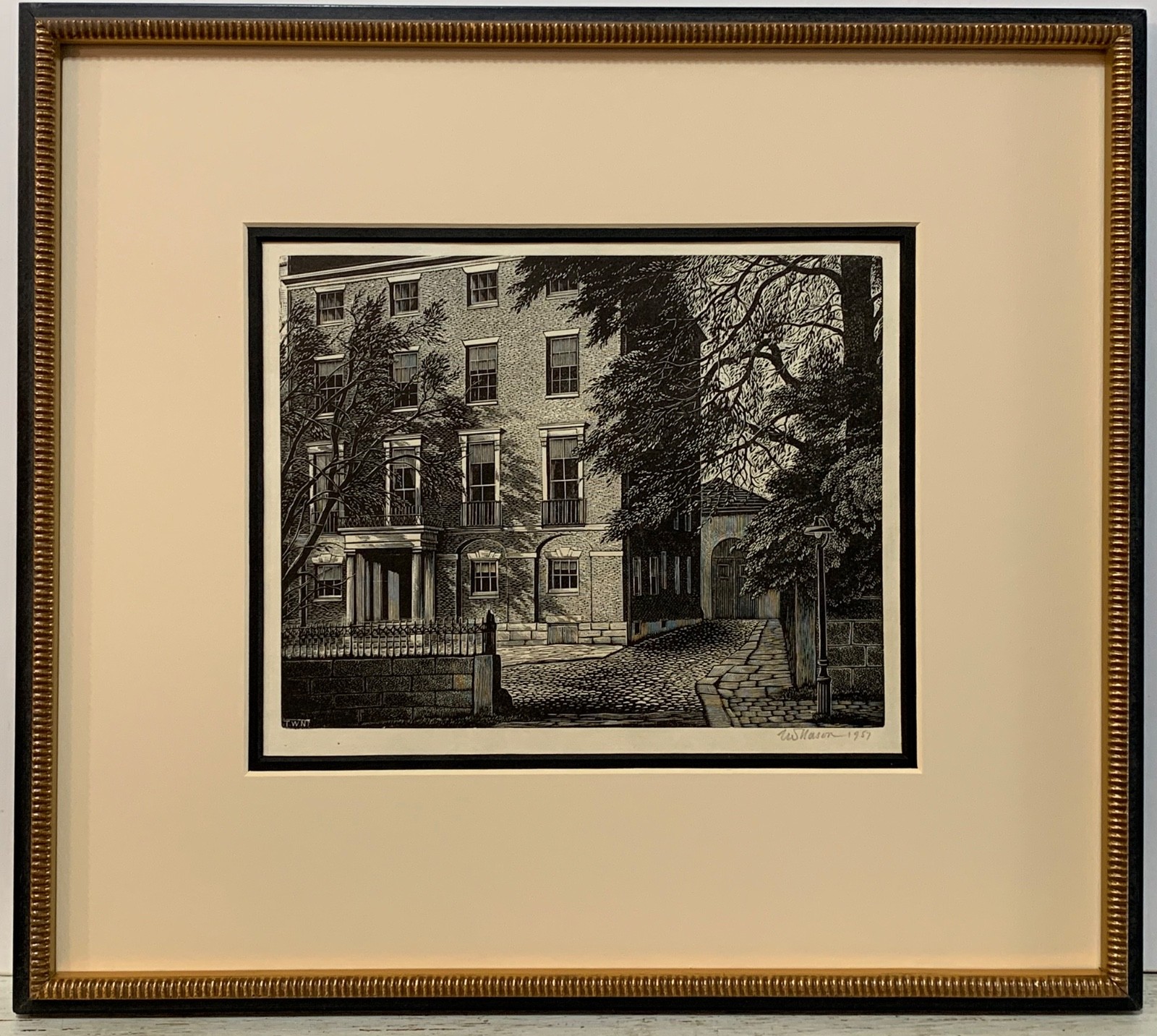 Listed American Artist THOMAS NASON Original Wood Engraving Signed 1957
