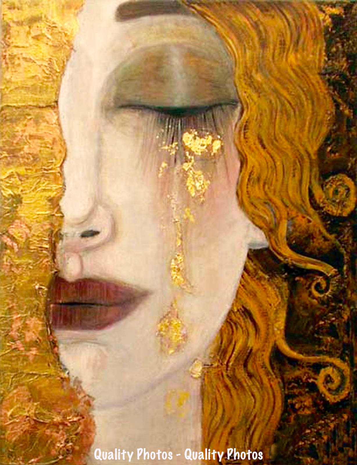 Freya’s Tears of Gold 8.5×11″ Photo Print In Style of Gustav Klimt Portrait Art