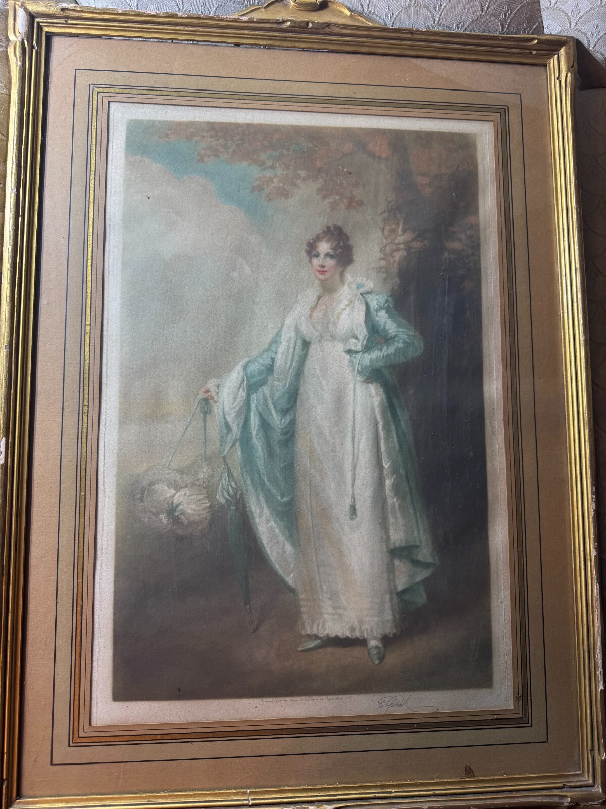 Large Elizabeth Gulland 1915 “Mrs Stewart Of Thysgill” Mezzotint – Signed/Framed