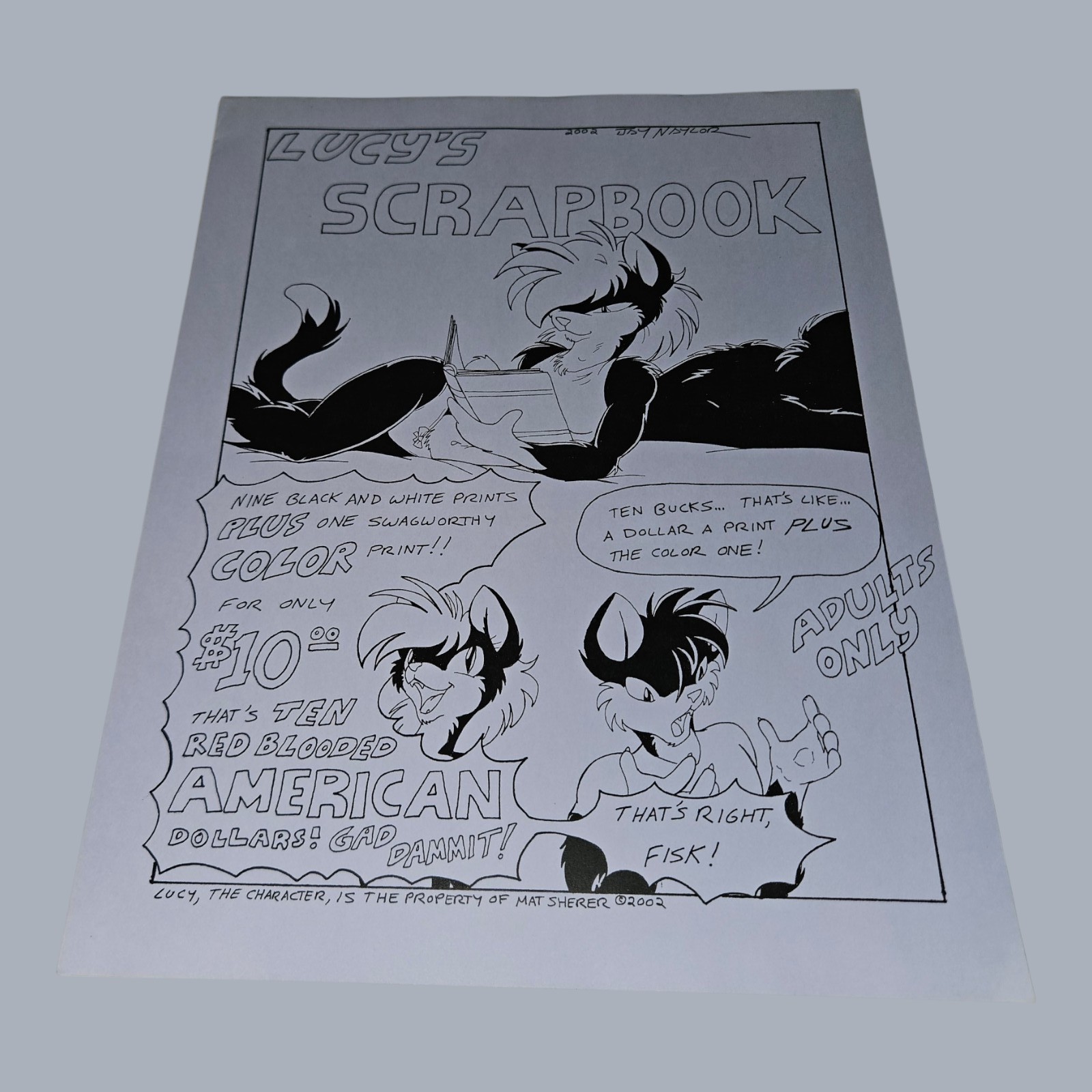 Lucy’s Scrapbook Jay Naylor Mat Sherer Furry Adult Comic Art Print 2002