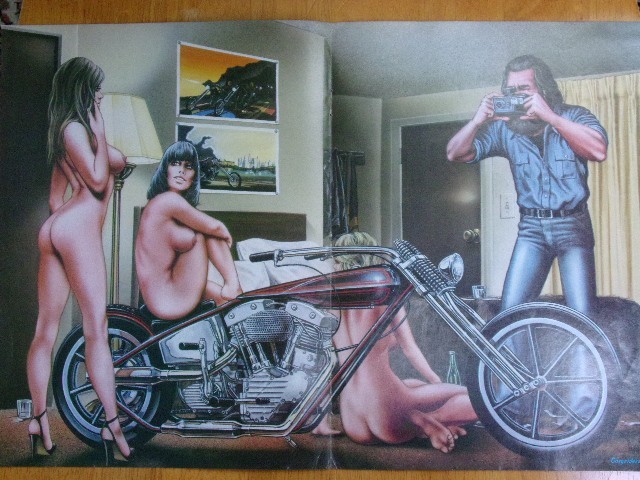 Vintage David Mann Outlaw Biker Art – Center Fold Art From Easy Rider Magazine