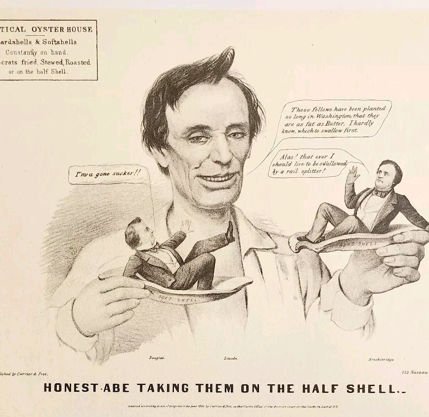 1952 Abraham Lincoln Satire Plate Lithograph Print Currier & Ives 2 DWLL18