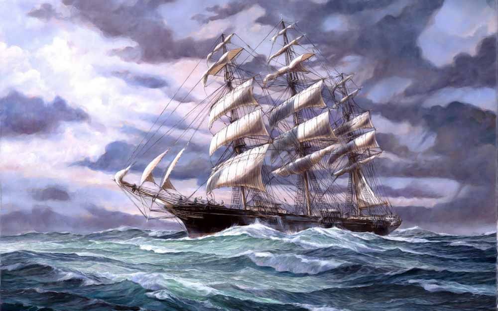 Art Print Best Seascape Ship Oil painting Giclee on Canvas