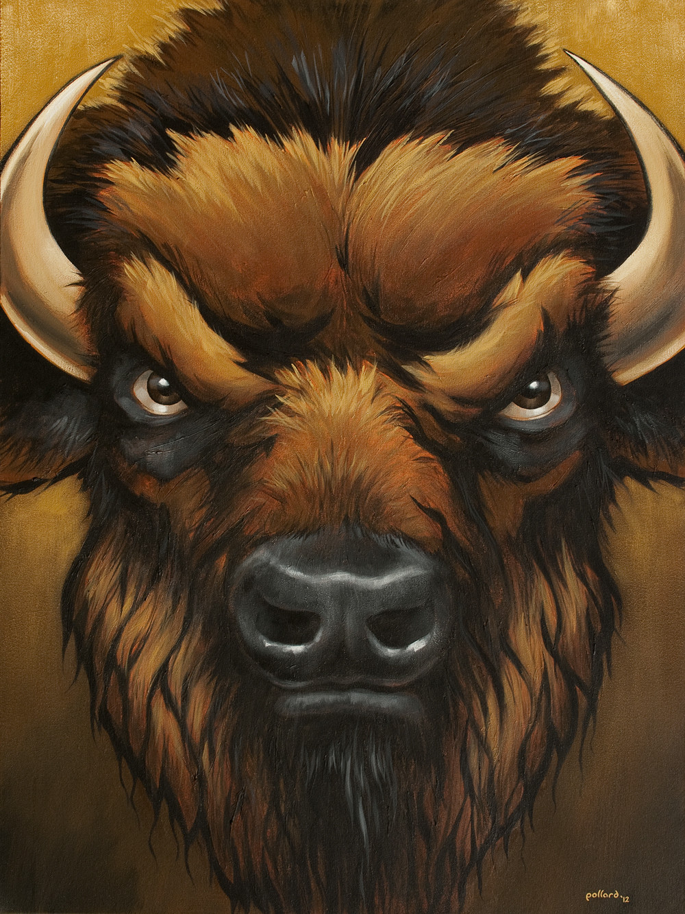 Bison Buffalo by pollard 12×16 signed art print game sports room man cave