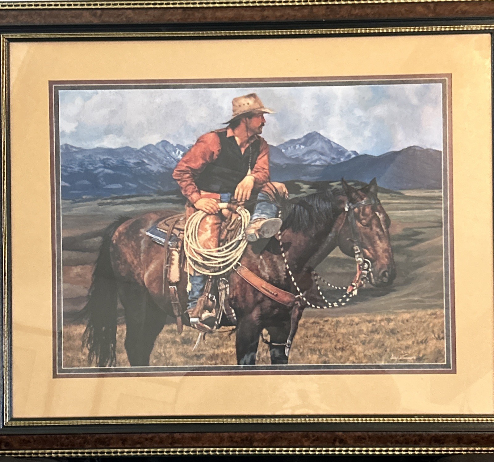 Craig Tennant Vintage Western Art Cowboy “A Great View” Print Home Interiors