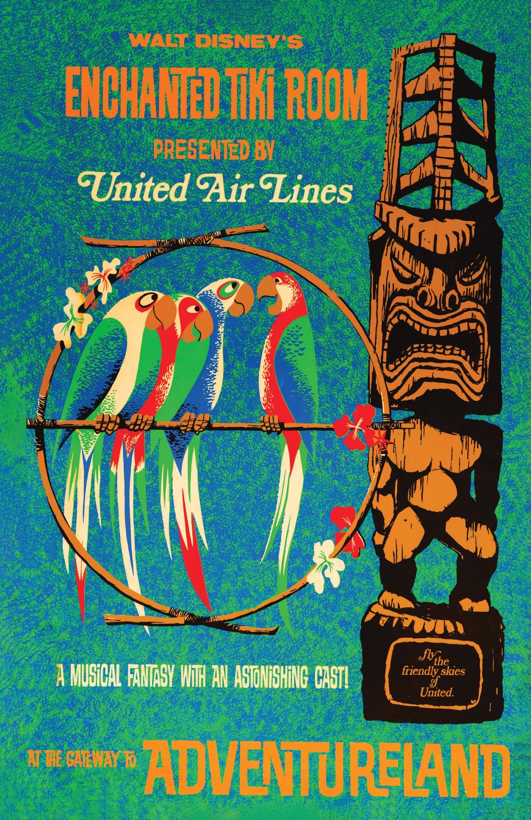 Enchanted Tiki Room Birds Disneyland United Airlines 11×14 Glossy Print