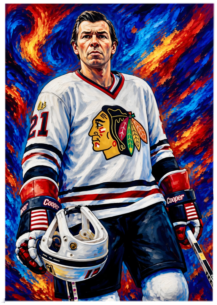 STAN MIKITA * Chicago Blackhawks * HOCKEY * Illustrated Art Card * ATC ACEO