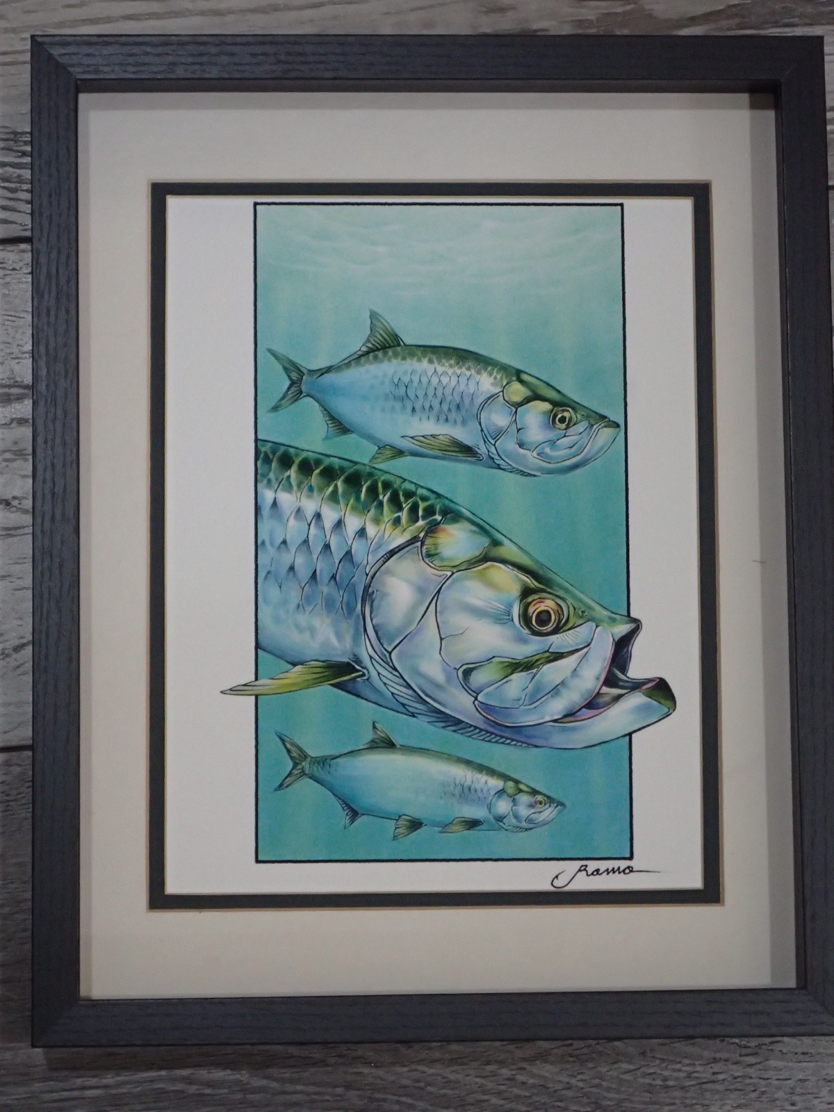 Tarpon S Romo FWC license fish art w/ Guy Harvey 2025 Hand Signed giclee FRAMED