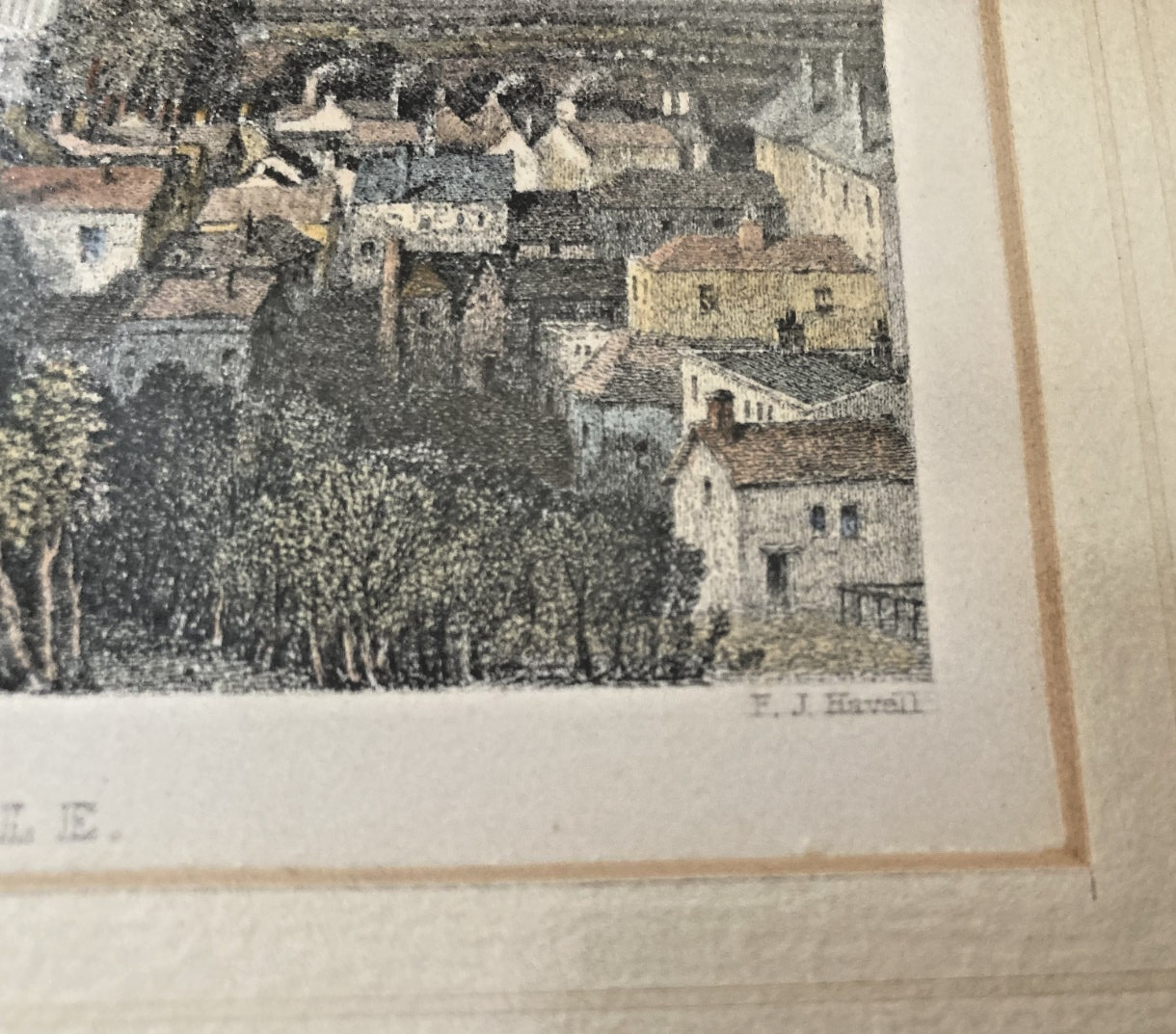 Antique 1830s print – Lincoln from the Castle – T. Allom – Engraved – F J Havel