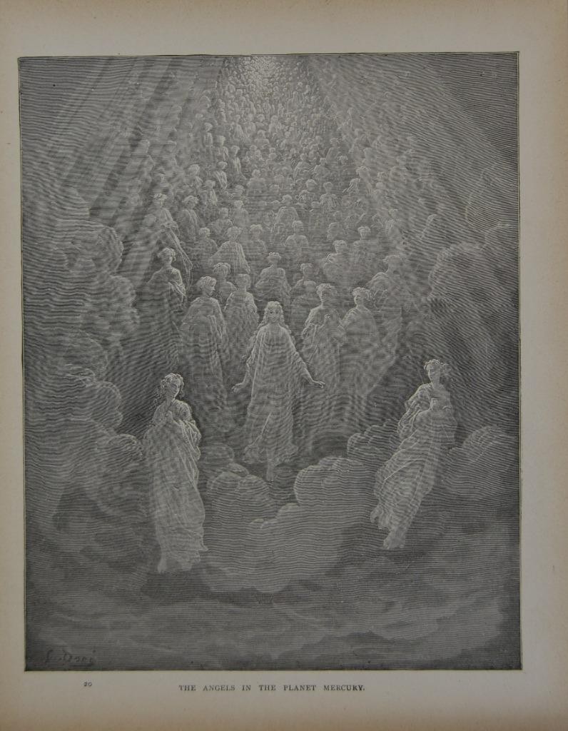Gustave Dore Dante’s Divine Comedy Angels of the Planet Mercury Art Antique 1880