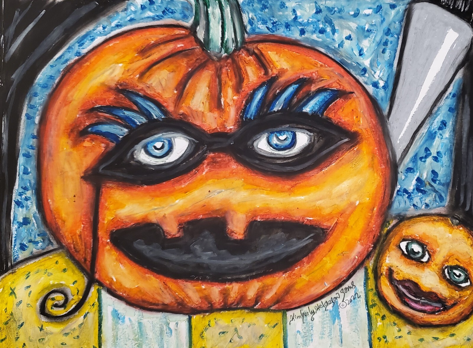Plumpkin 11 x 14 Halloween ART Print by Artist Kimberly Helgeson Sams Pumpkin