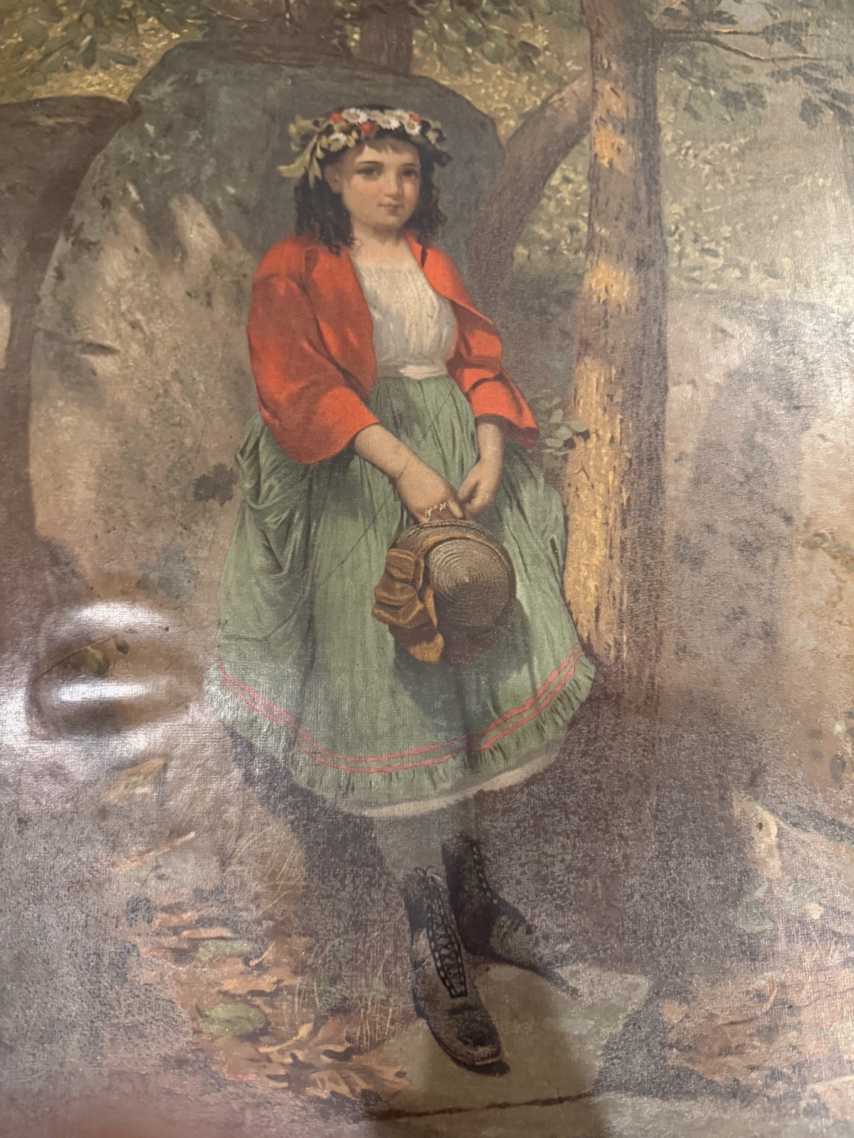Chromolithograph QUEEN OF THE WOODS George Brown Painting Prang 1870