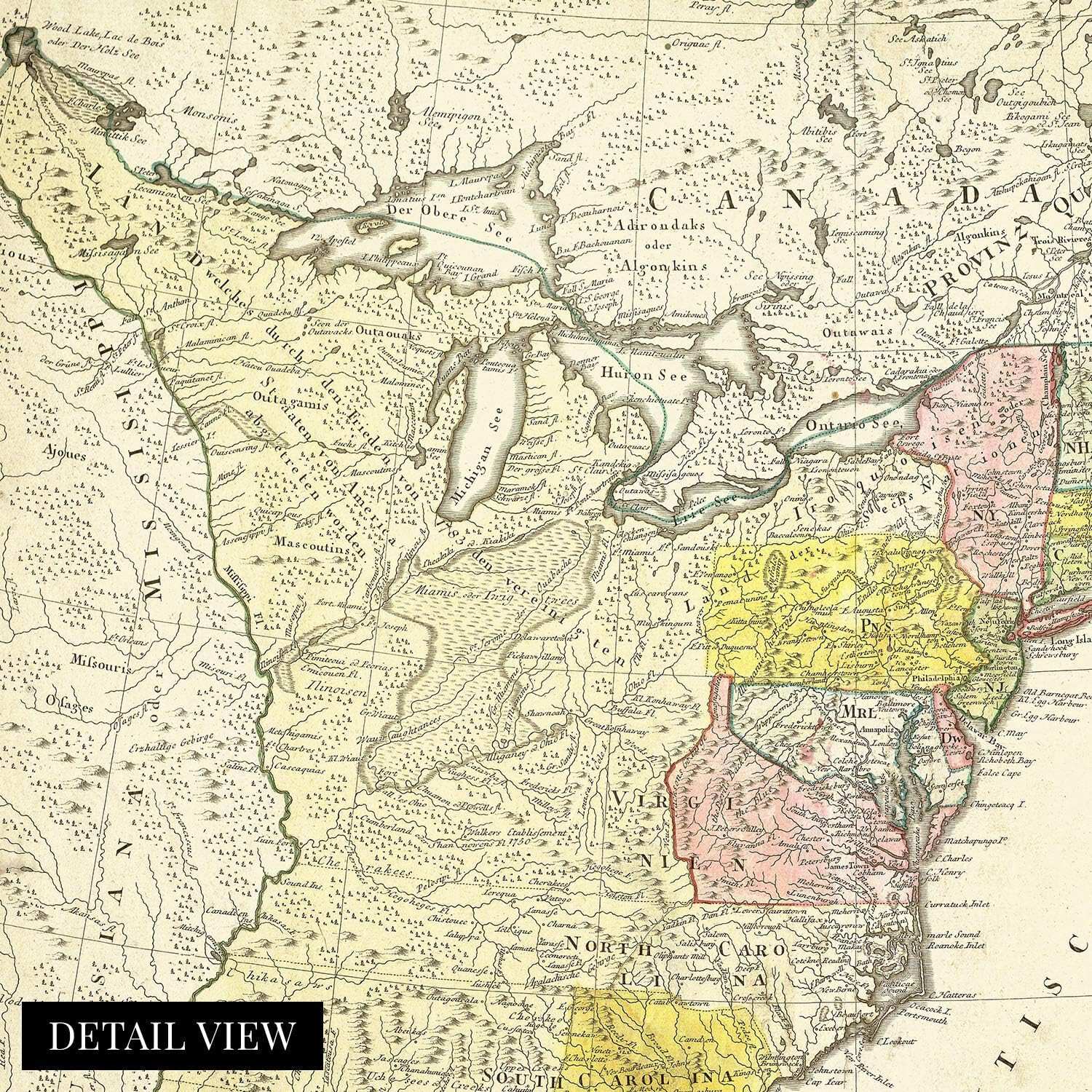 New Historix Vintage 1784 Eastern North America United States Map Poster 24×36