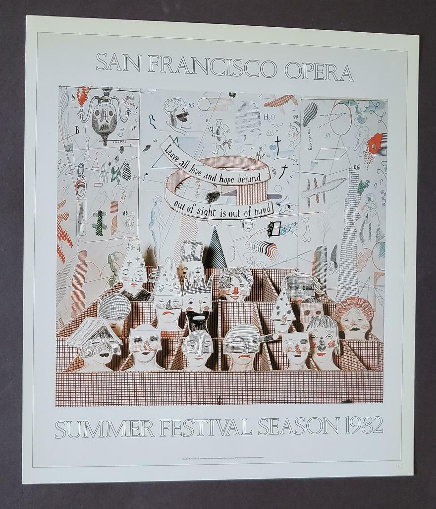 David Hockney “San Francisco Opera” Poster Print offset Lithograph 1987