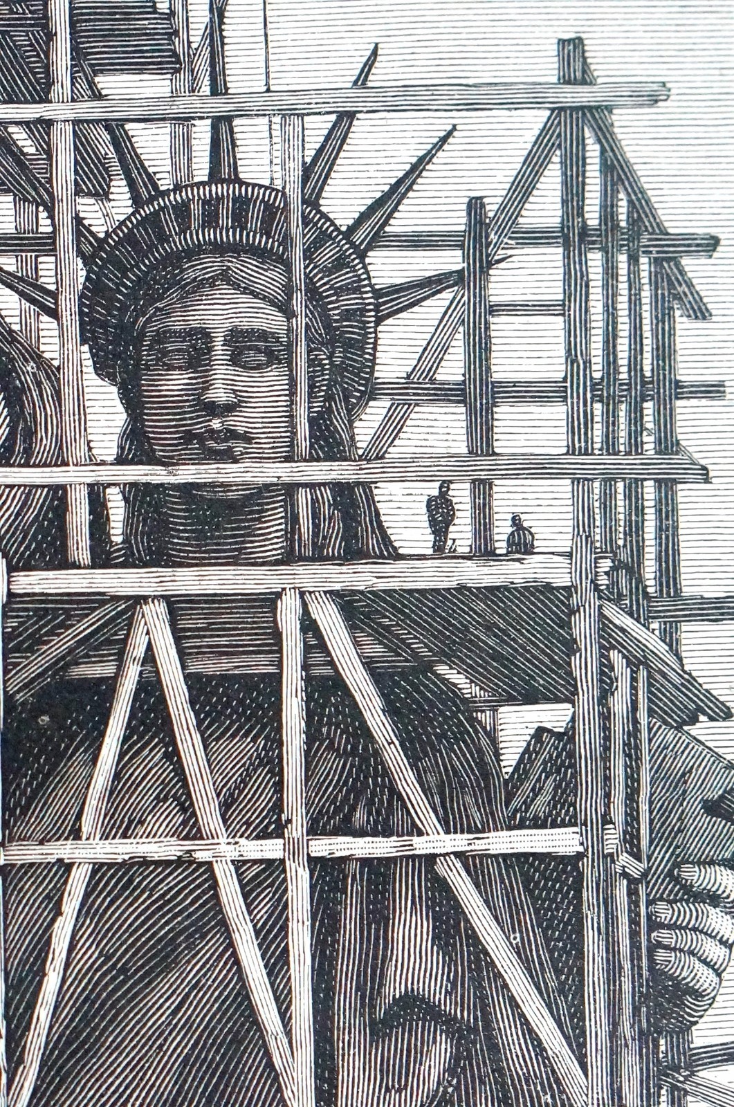 Statue of Liberty 1884 BARTHOLDI CONSTRUCTION ASSEMBLY PORTRAIT Matted Art Print