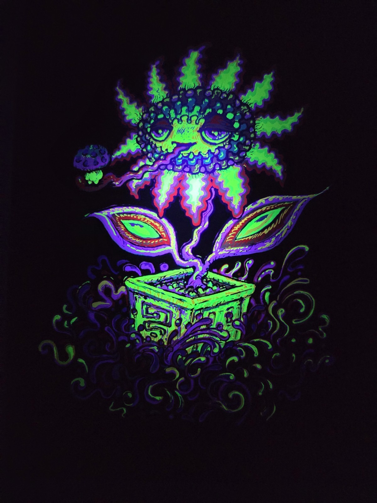 Marq Spusta Signed Flower It Up Signed Mini Print 5 x 7″ Black Foil Paper UV INK