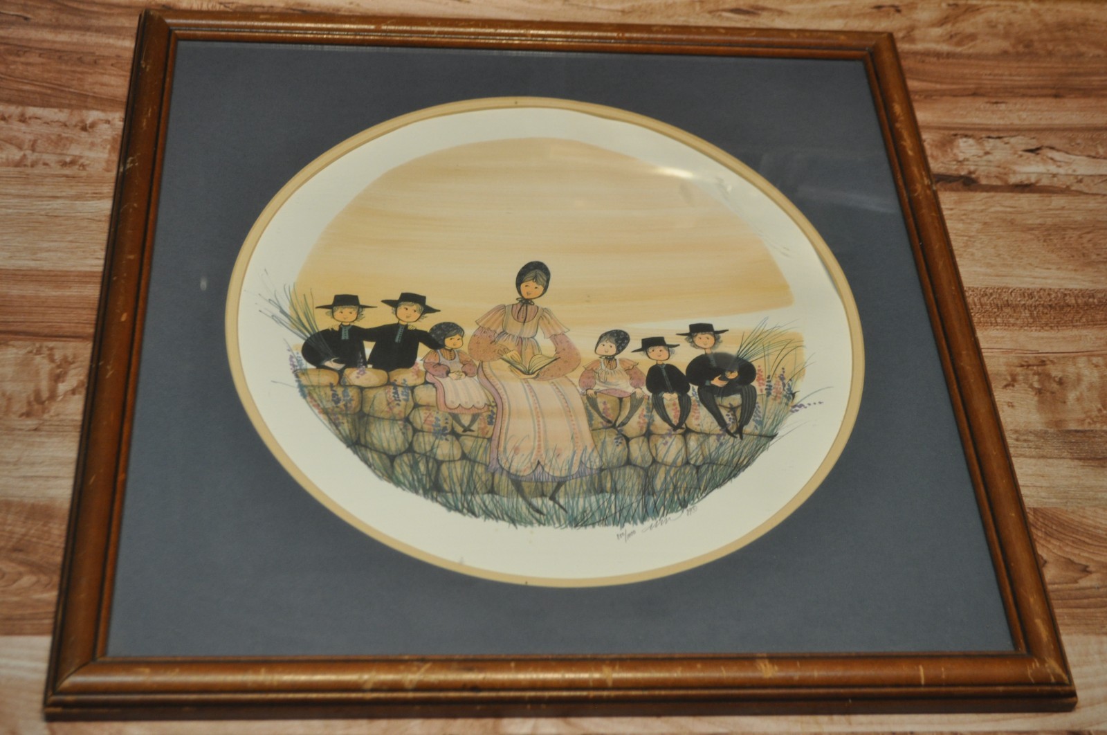 P. Buckley Moss”Mothers Story” Framed Picture,1990,artist signed,850/1000!