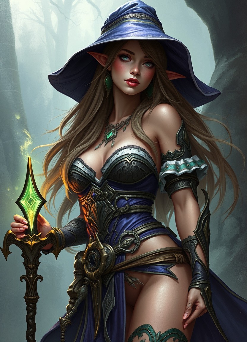Sexy ELF WIZARD DUNGEONS DRAGONS BABE 4×6 Print Fantasy Art 062126-12