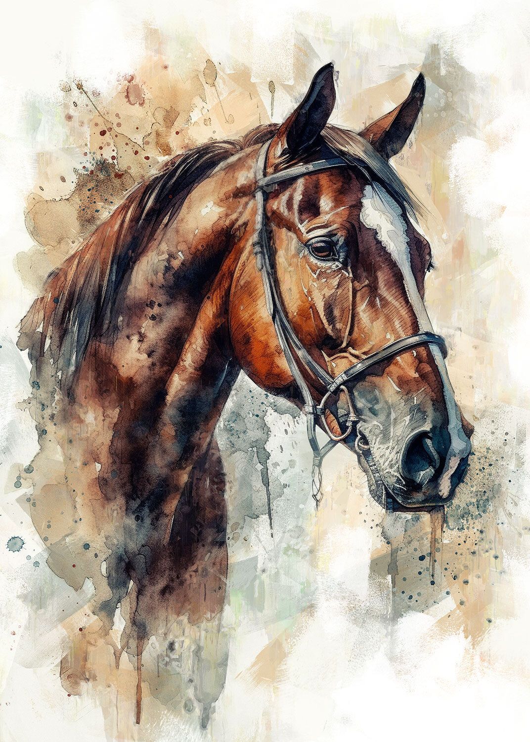Horse wall art print Head Animals Prints Large wall art painting abstract gift
