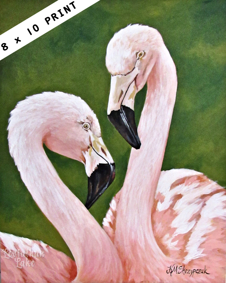 Pink Flamingo Pair Original Acrylic Painting Art Print 8×10