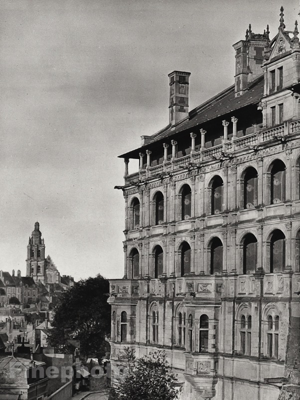 1927 Vintage FRANCE Blois Castle Architecture Landscape Photo Art By HURLIMANN