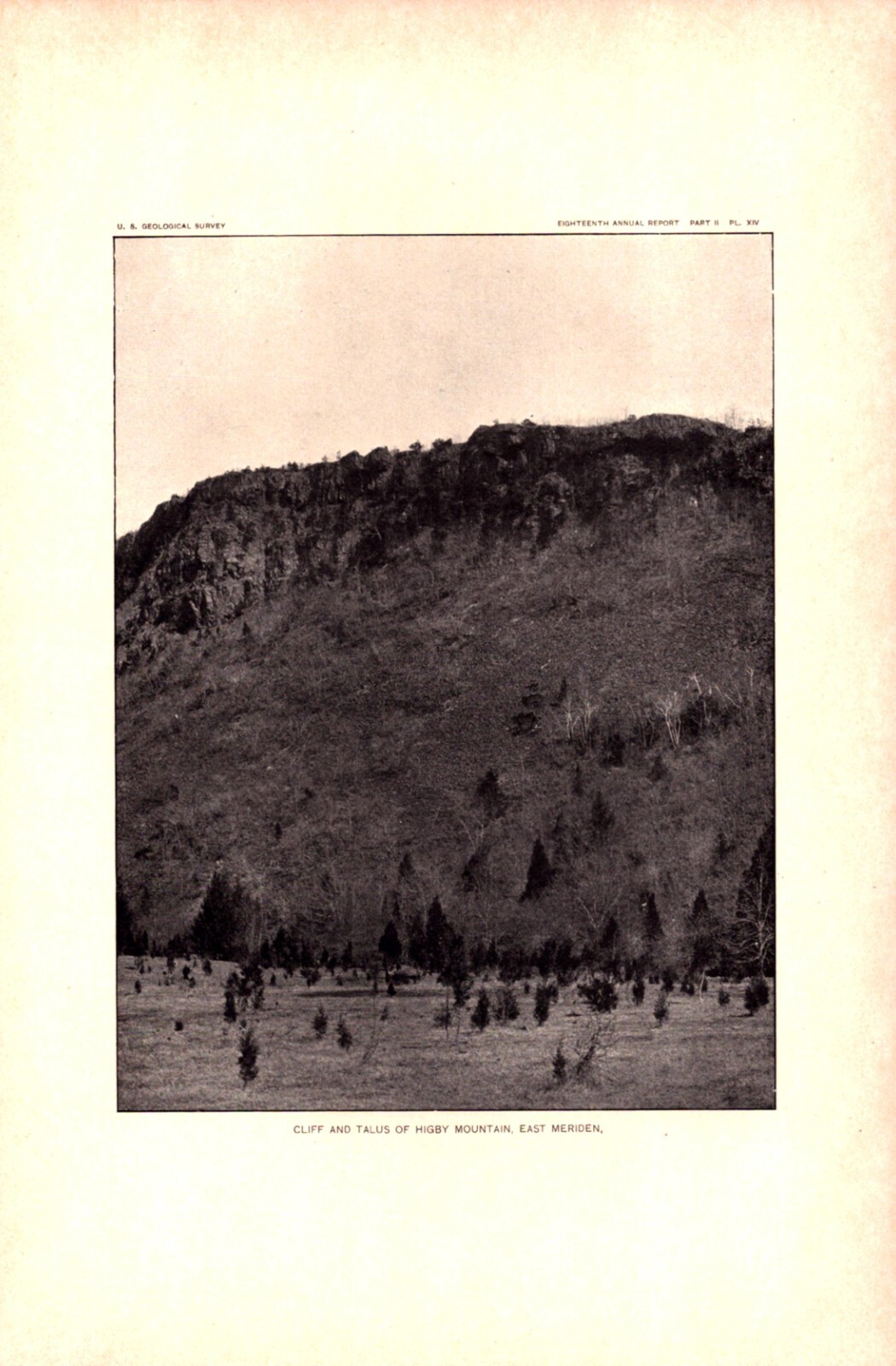HIGBY MOUNTAIN, EAST MERIDIAN, CONNECTICUT Antique original print 1893