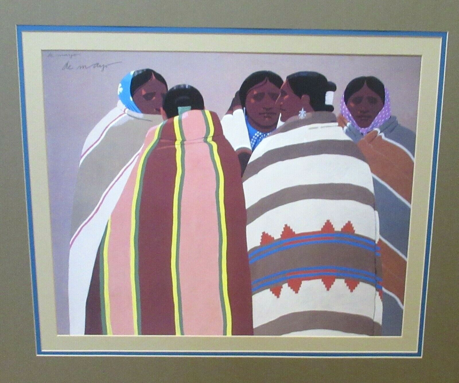 LOUIS DE MAYO WOMEN GATHERING HAND SIGNED IN PENCIL LARGE COLOR LITHOGRAPH