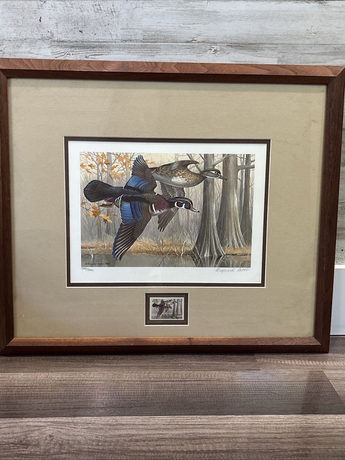 Maynard Reece Signed Numbered Wood Ducks Framed Art Print Nature Animals Stamp