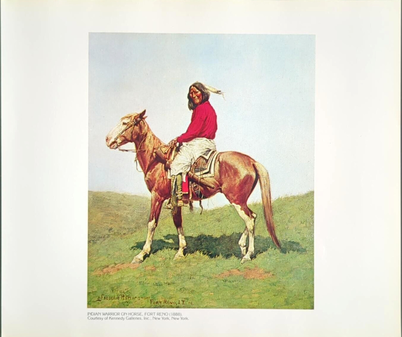 Frederic Remington Indian Warrior On Horse Vintage Western Art Bookplate Print 2