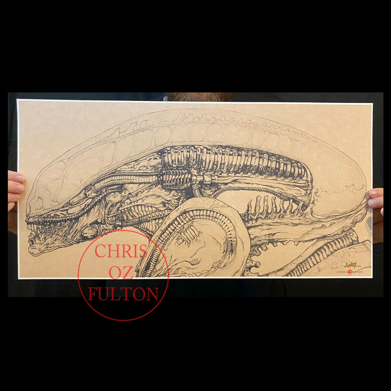 Alien Movie Xenomorph 1979 12.5×25 Poster Print Signed By Chris Oz Fulton!