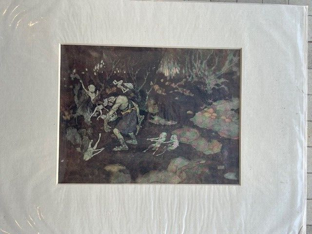 Original Vintage Matted Print Edmund Dulac c1908 The Tempest Caliban