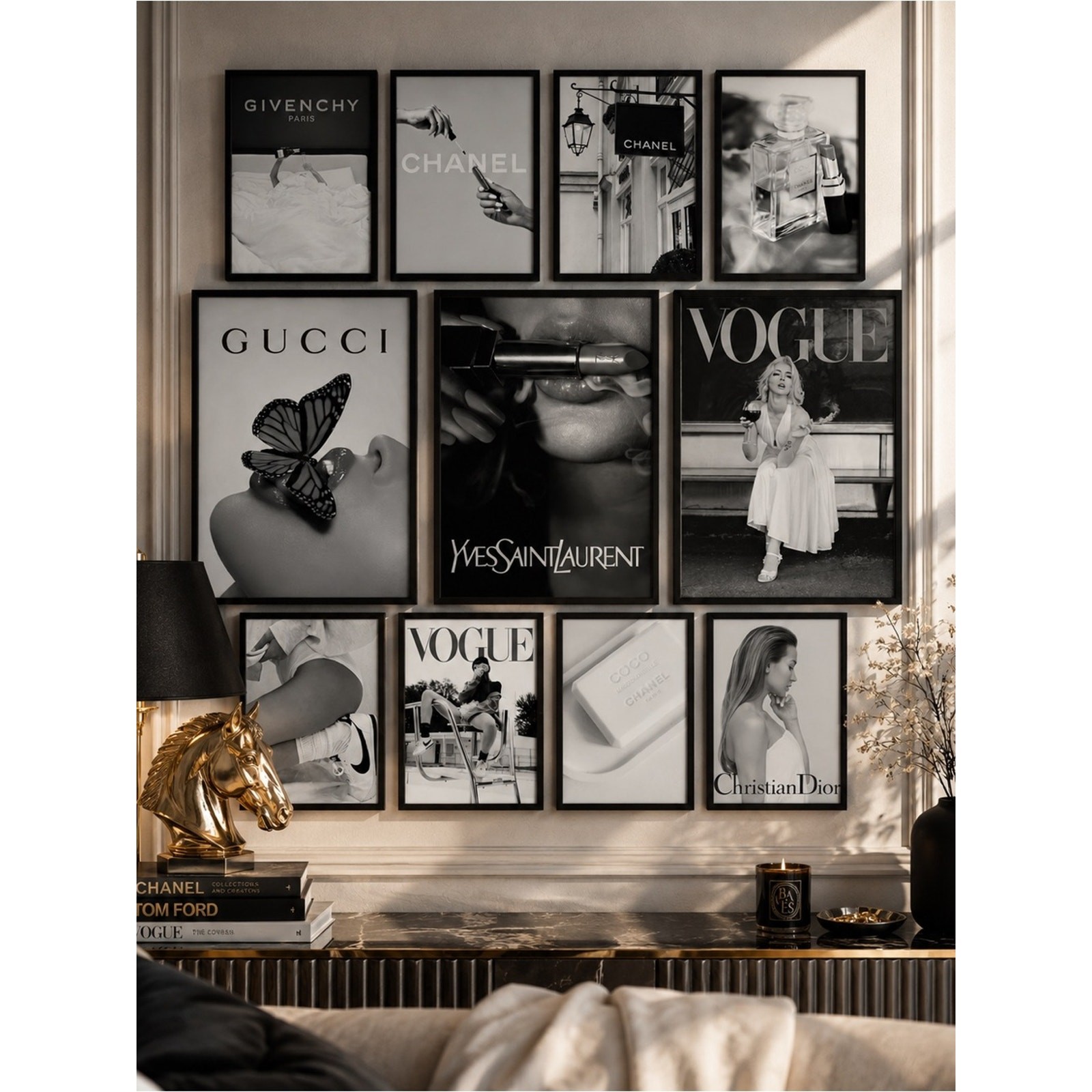 Pick any 5 Luxury B&W Fashion Prints | Chanel ~Vogue Designer Gallery Wall Decor