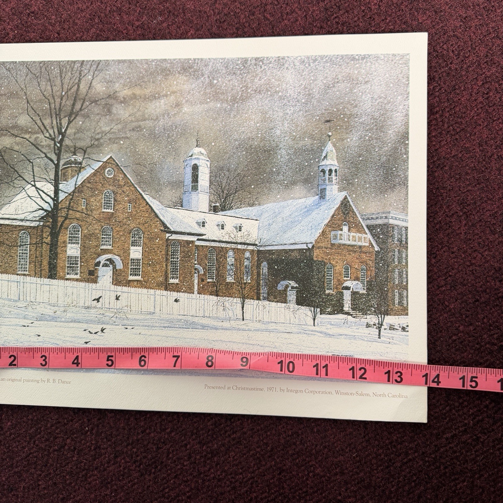 1971 Home Moravian Church Winston-Salem North Carolina NC Painting Print Integon