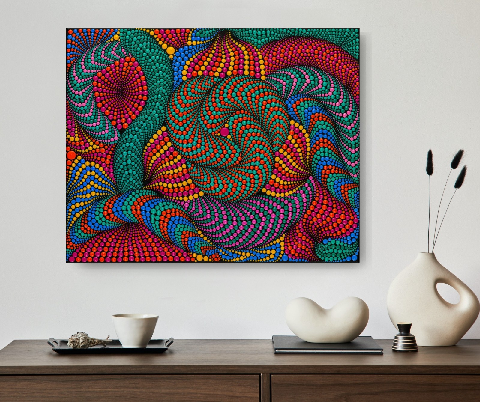 Psychedelic Abstract Canvas Print, Trippy Colorful Artwork, Optical illusion Art