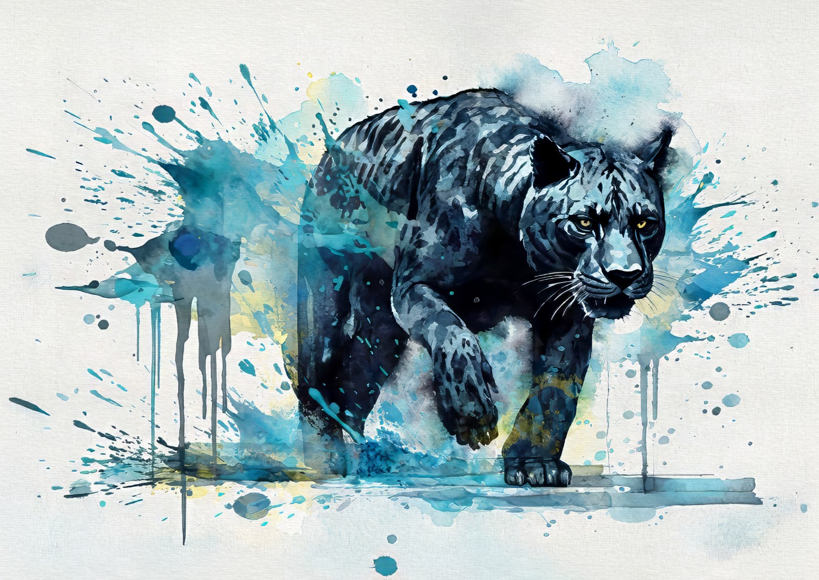 Black Panther 5×7 Print on Matte Paper | Watercolour Big Cat Wildlife Wall Art