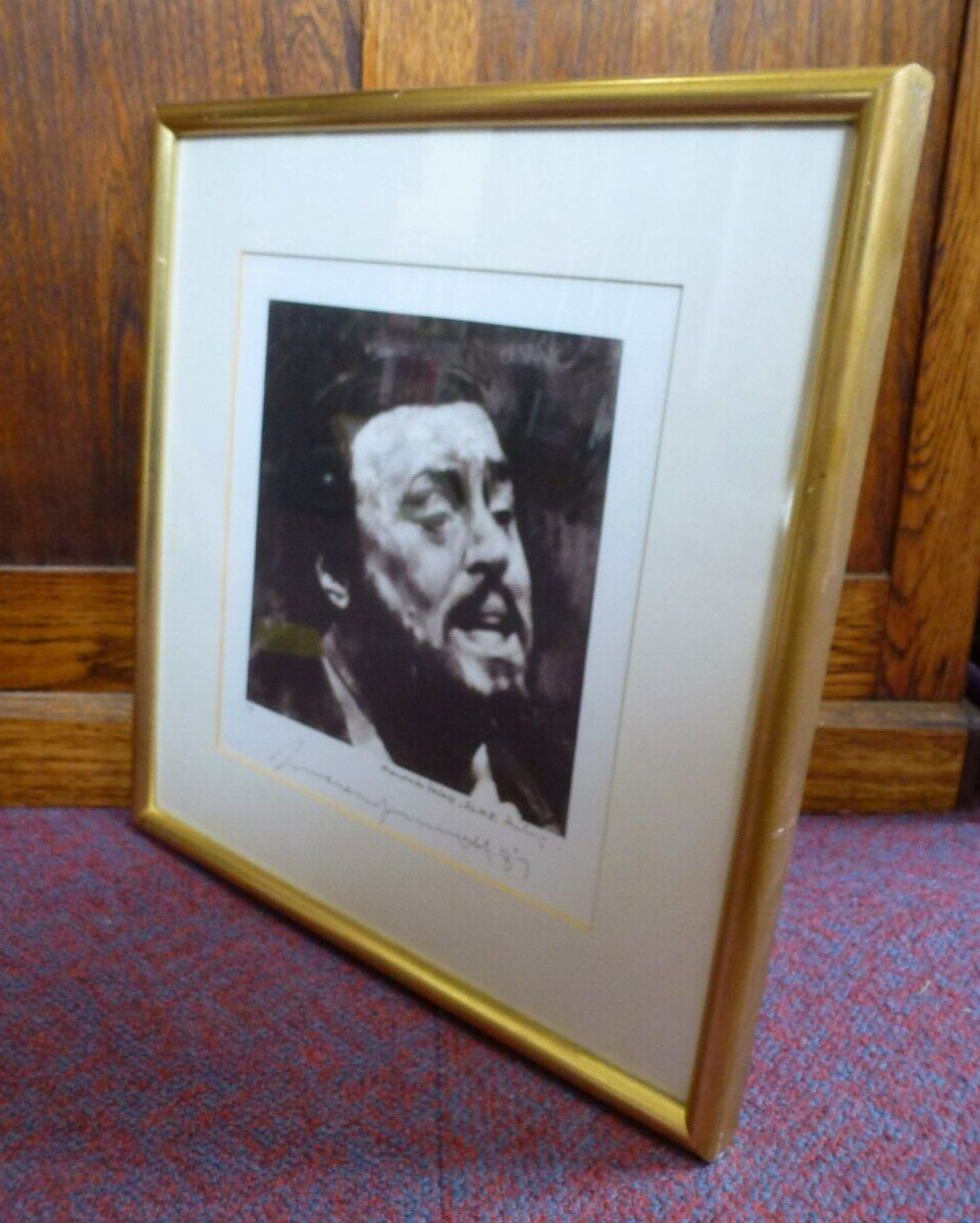 Genuine Harold Riley signed print Northern Art Pavarotti World cup Football 1981