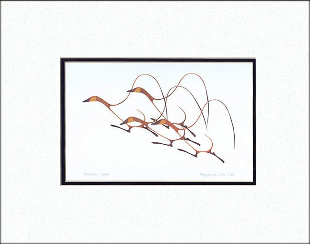 AUTUMN FLIGHT by Ojibway artist Benjamin Chee Chee – 11″ x 14″ Matted print