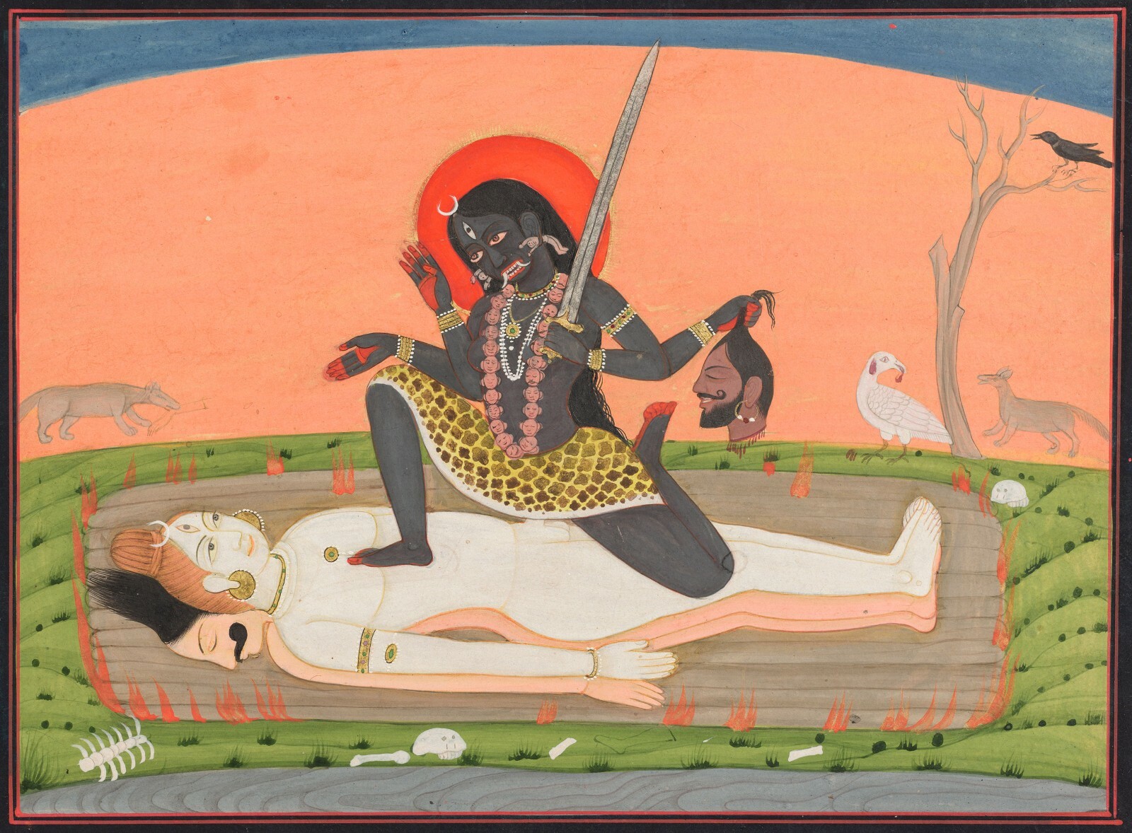 Indian Art : “Kali on Shiva” (c.1810) — Giclee Fine Art Print